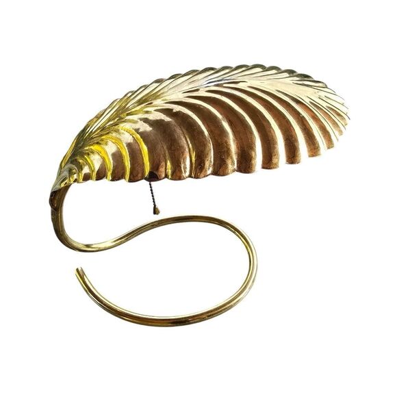 TOMASO BARBI Italian Brass Leaf  Table  Lamp. Mid Century Modern MCM - Picture 1 of 10